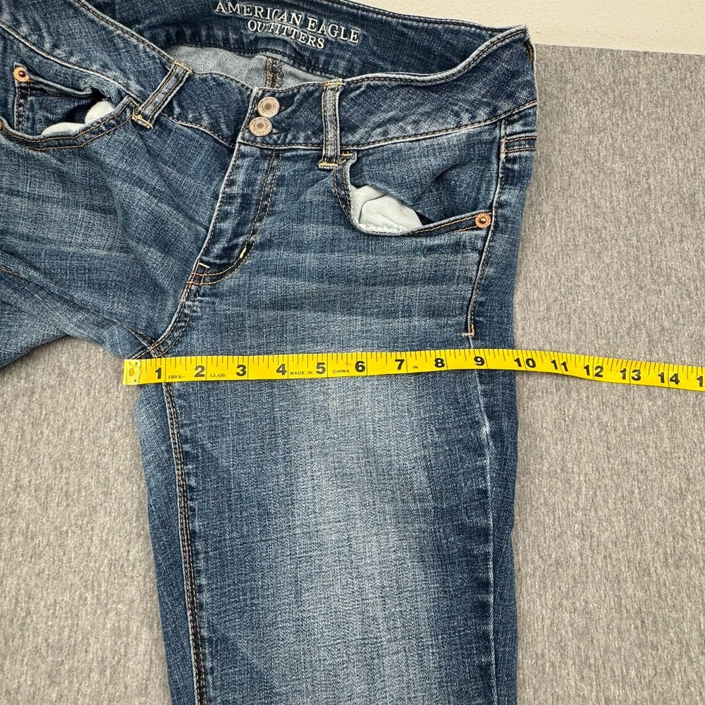 American Eagle Artist Flare Low Rise Jeans Blue Super Stretch Sz 8 30x31 Western - Picture 15 of 16
